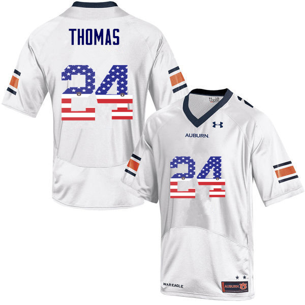 Men #24 Daniel Thomas Auburn Tigers USA Flag Fashion College Football Jerseys-White - Click Image to Close